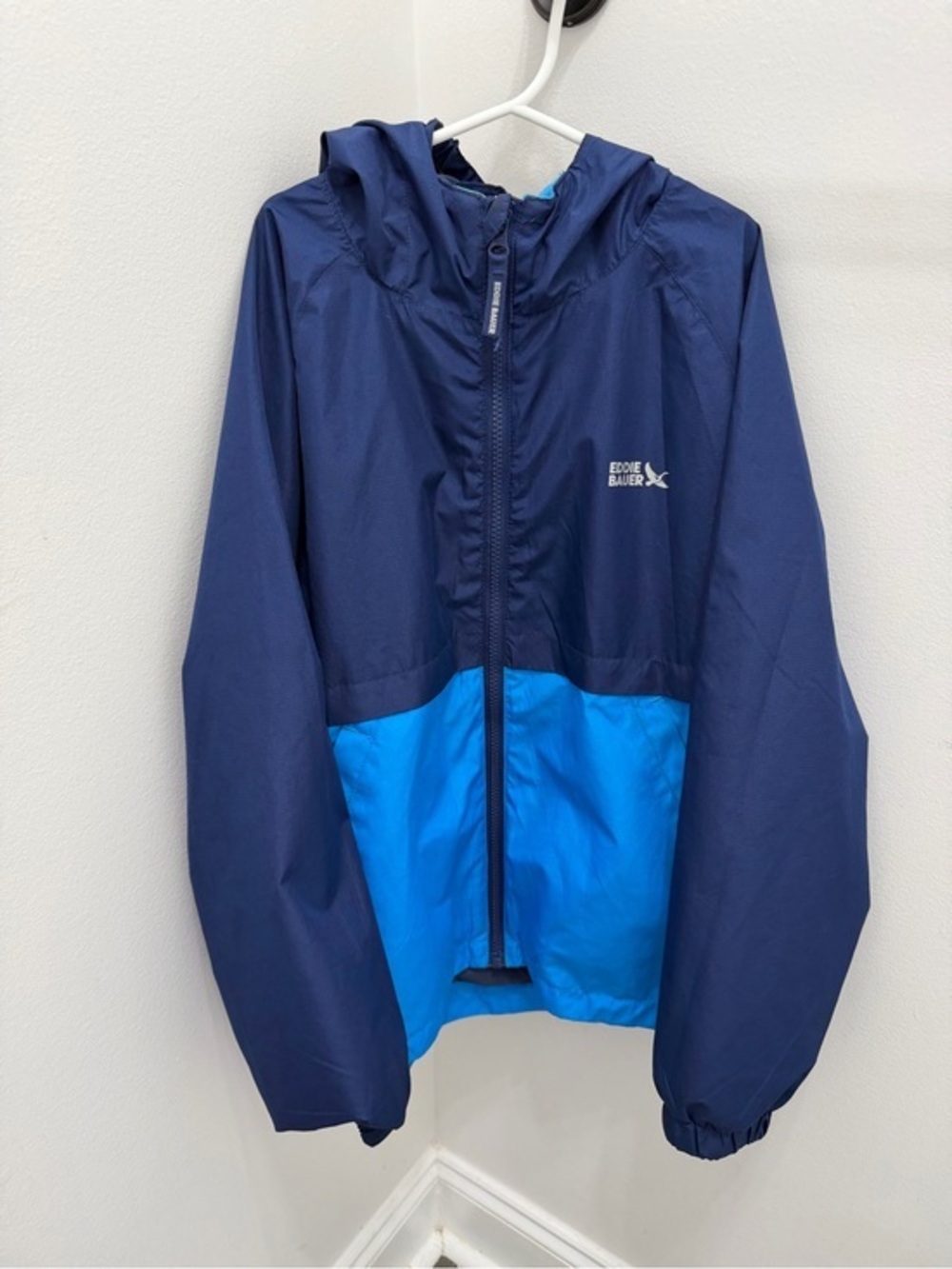 Eddie Bauer Navy and Bright Blue Hooded Windbreaker